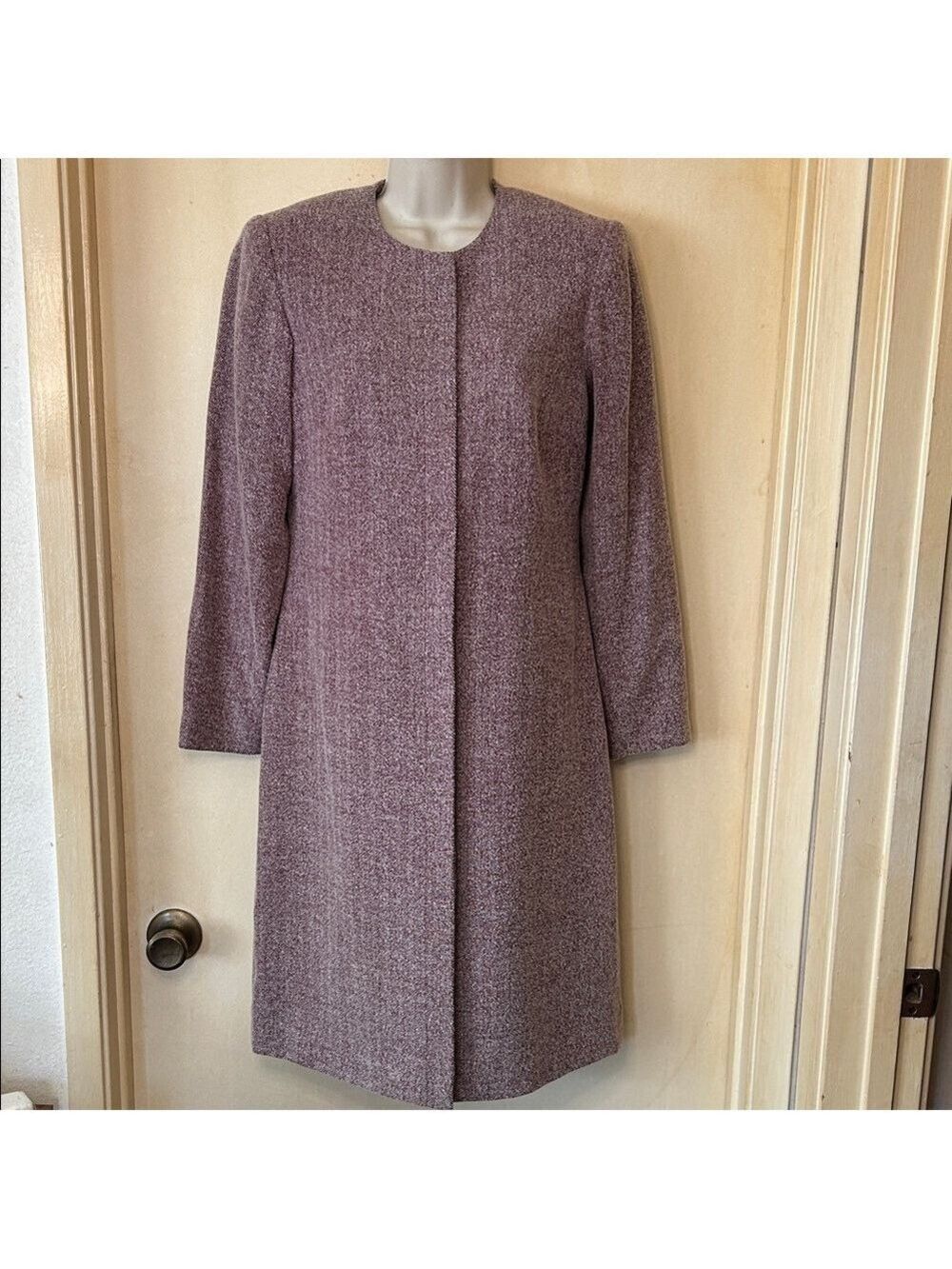 Susan Lucci  Long Sleeve Purple Tweed Overcoat size S